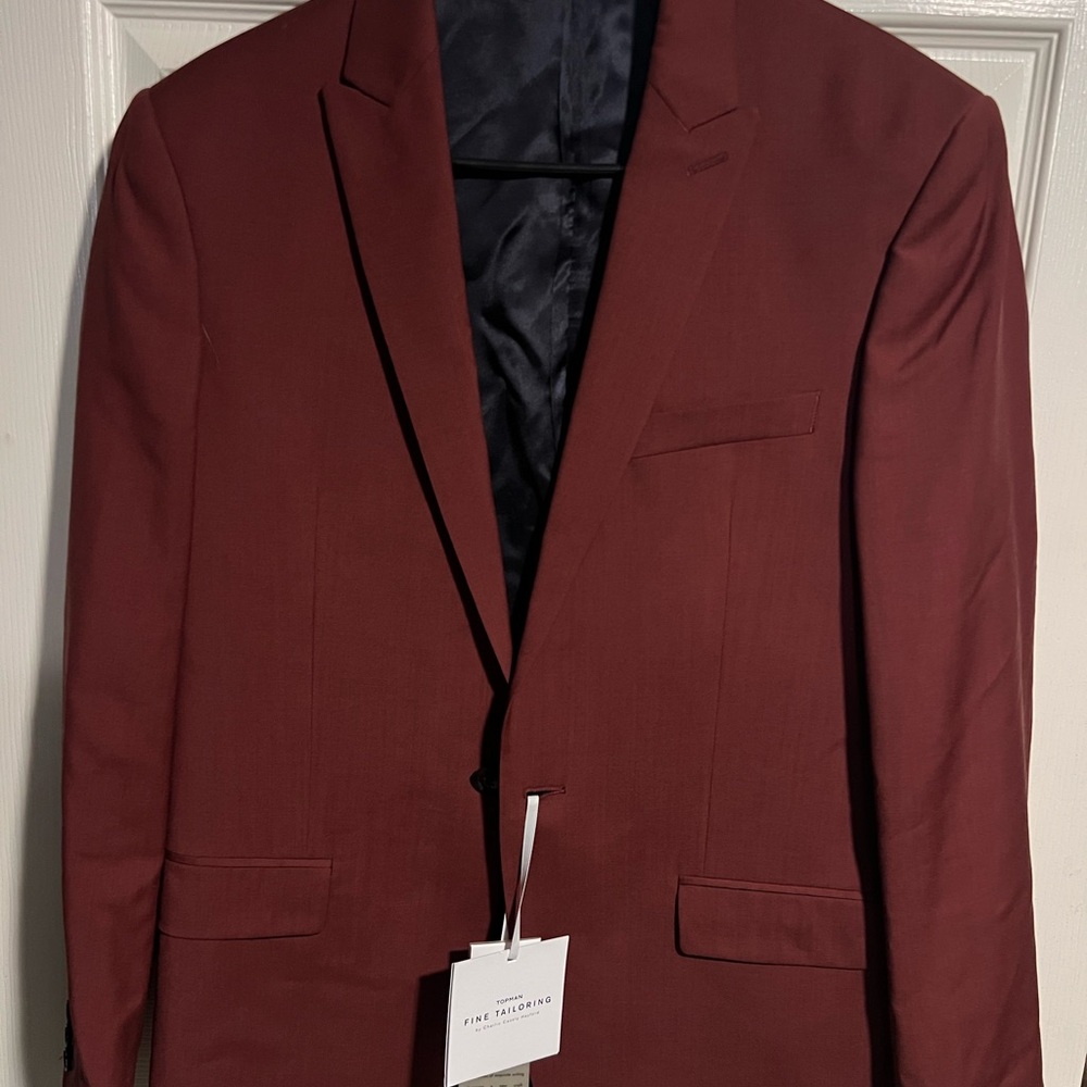 NWT Topman’s Men's Burgundy Blazer- 38R